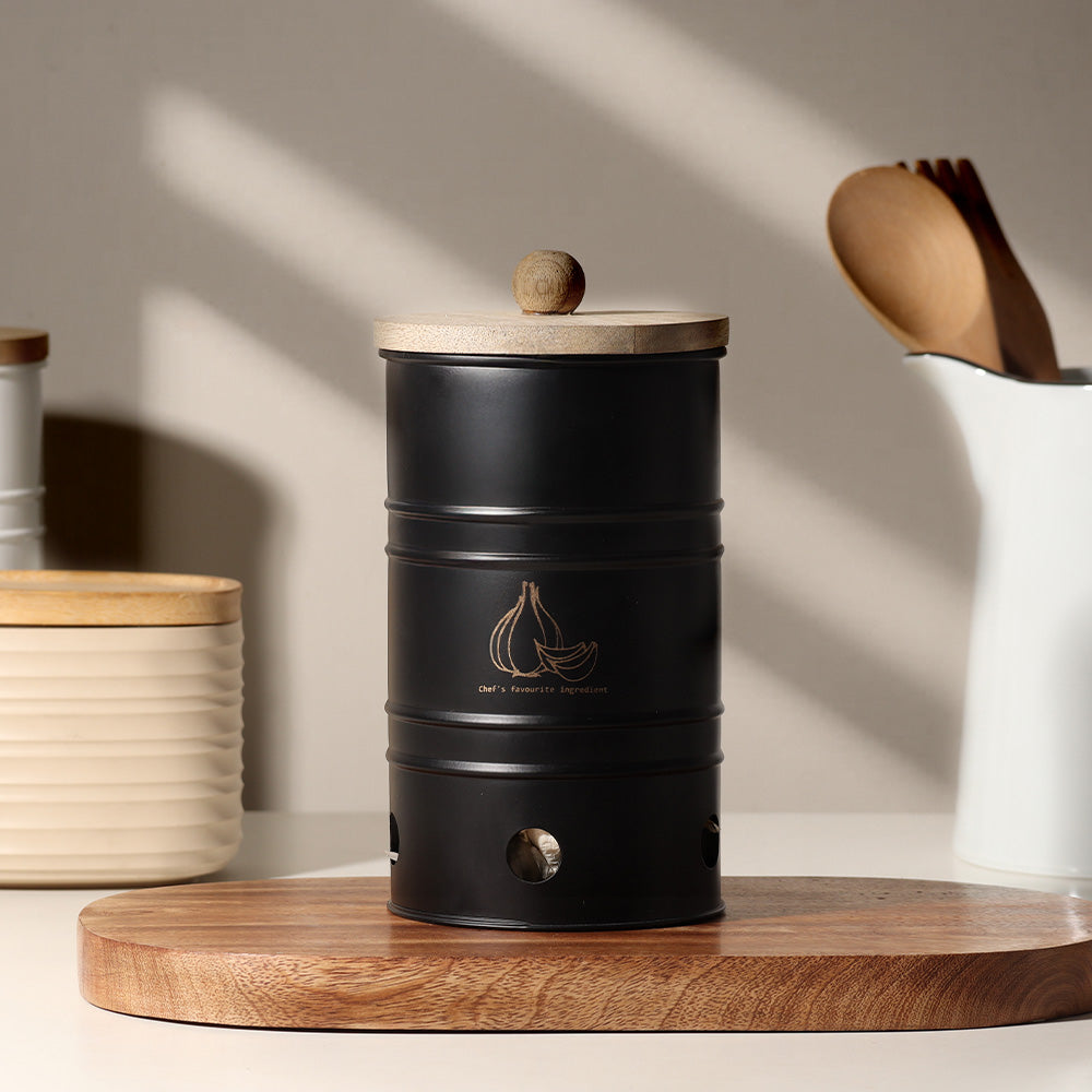 Helm Garlic Storage Bin Medium - Black