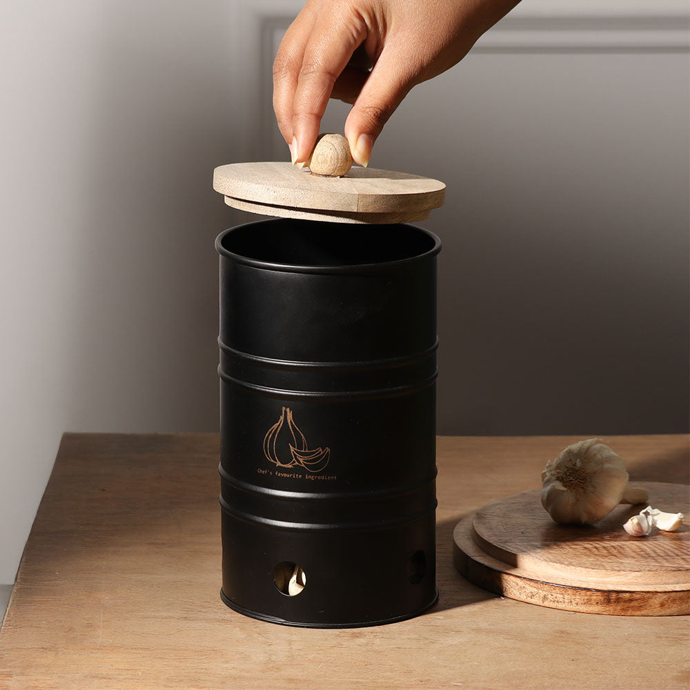 Helm Garlic Storage Bin Medium - Black
