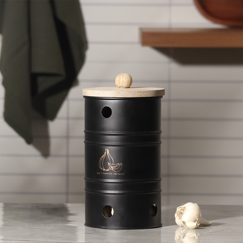 Helm Garlic Storage Bin Medium - Black