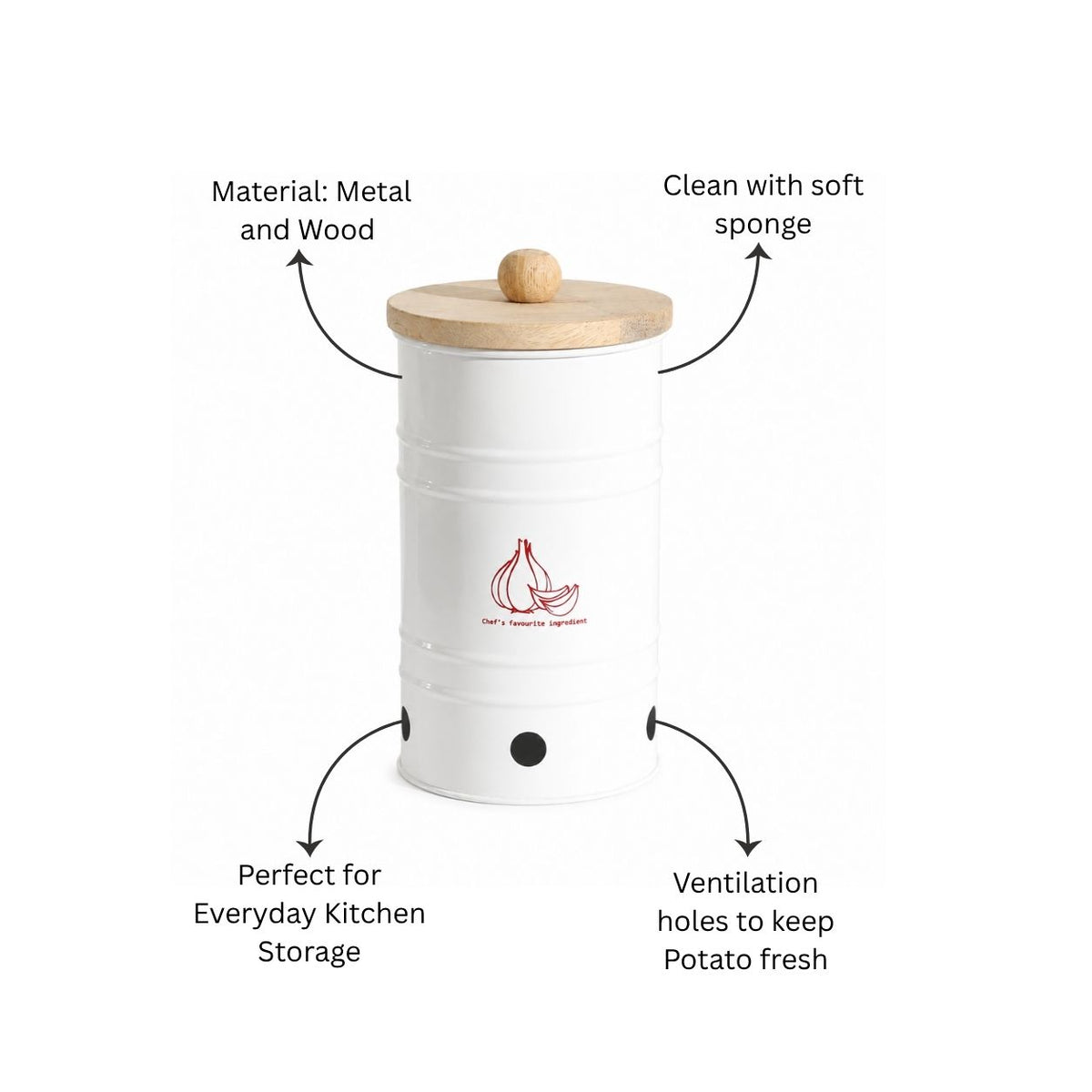 Helm Garlic Storage Bin Medium - White