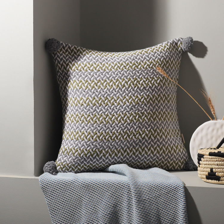 Herringbone Textured Cushion Cover 45x45cm - Grey