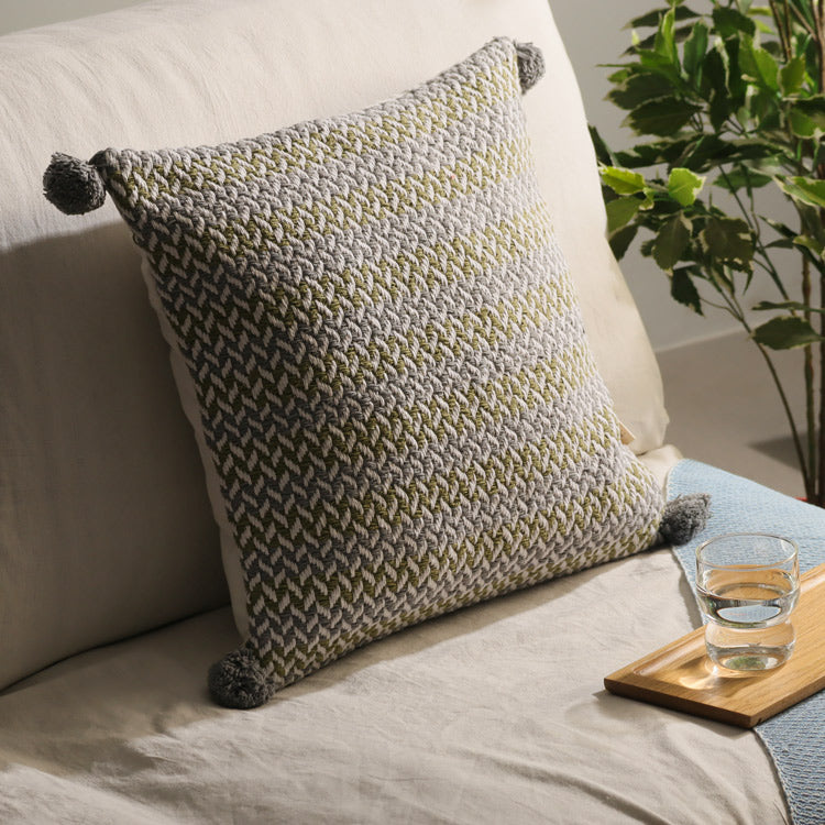 Herringbone Textured Cushion Cover 45x45cm - Grey