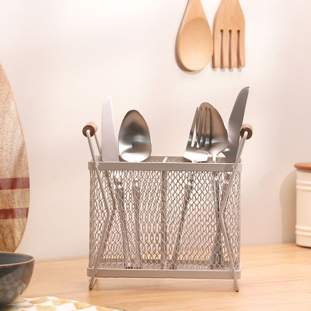 Hex Cutlery Drainer and Holder - Taupe Natural