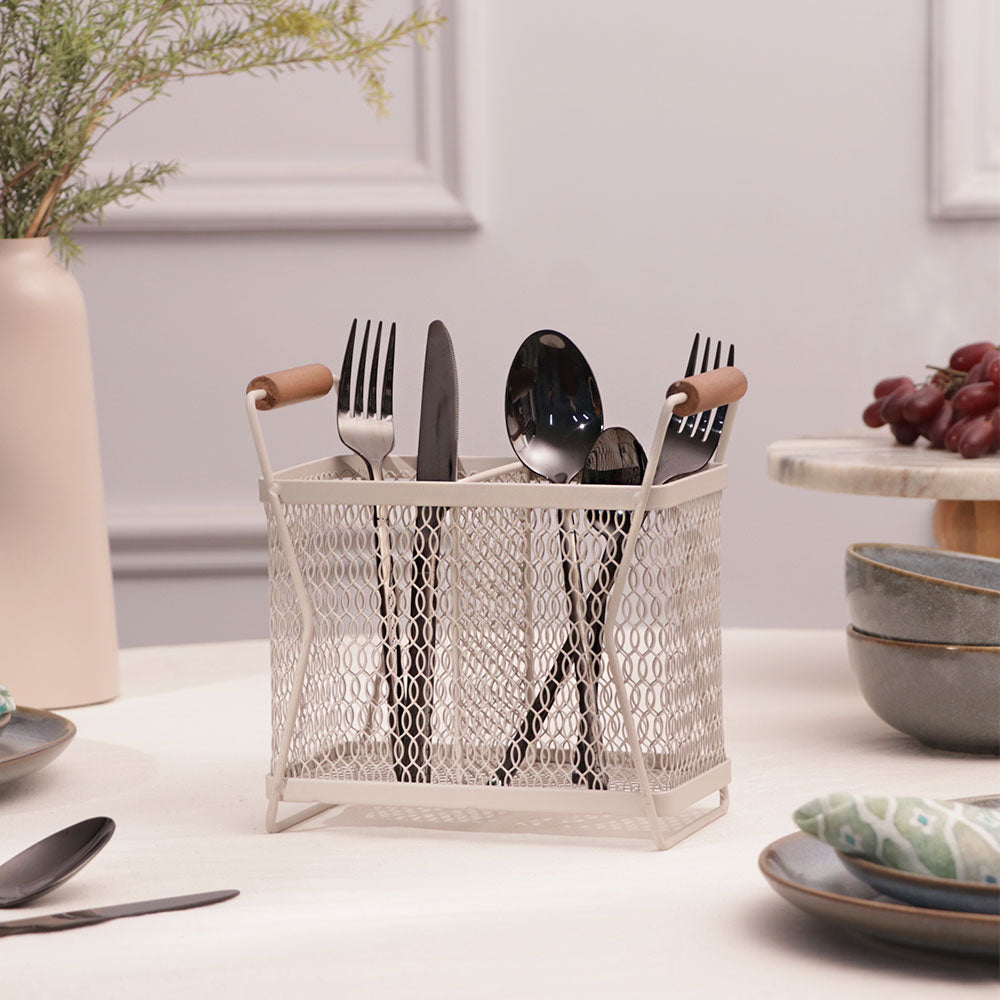 Hex Cutlery Drainer and Holder - Taupe Natural
