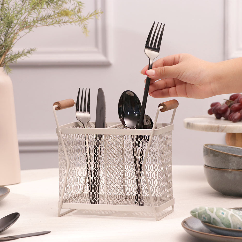 Hex Cutlery Drainer and Holder - Taupe Natural