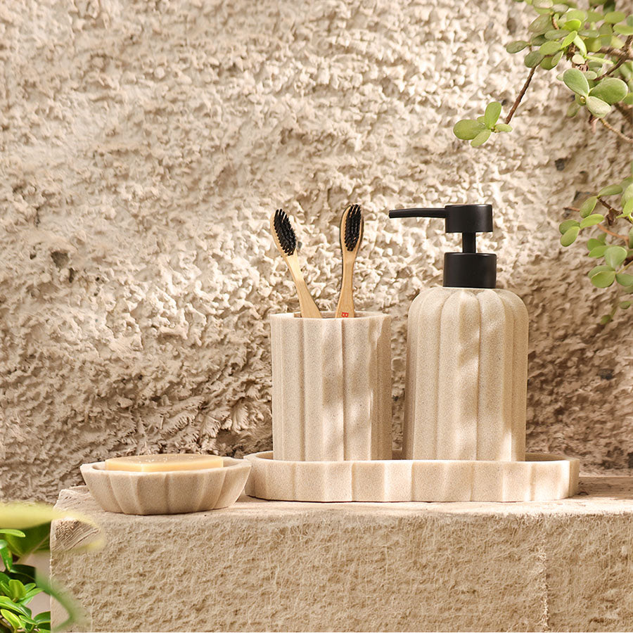 Hex 4-piece Bathroom Set - Sandy Beige