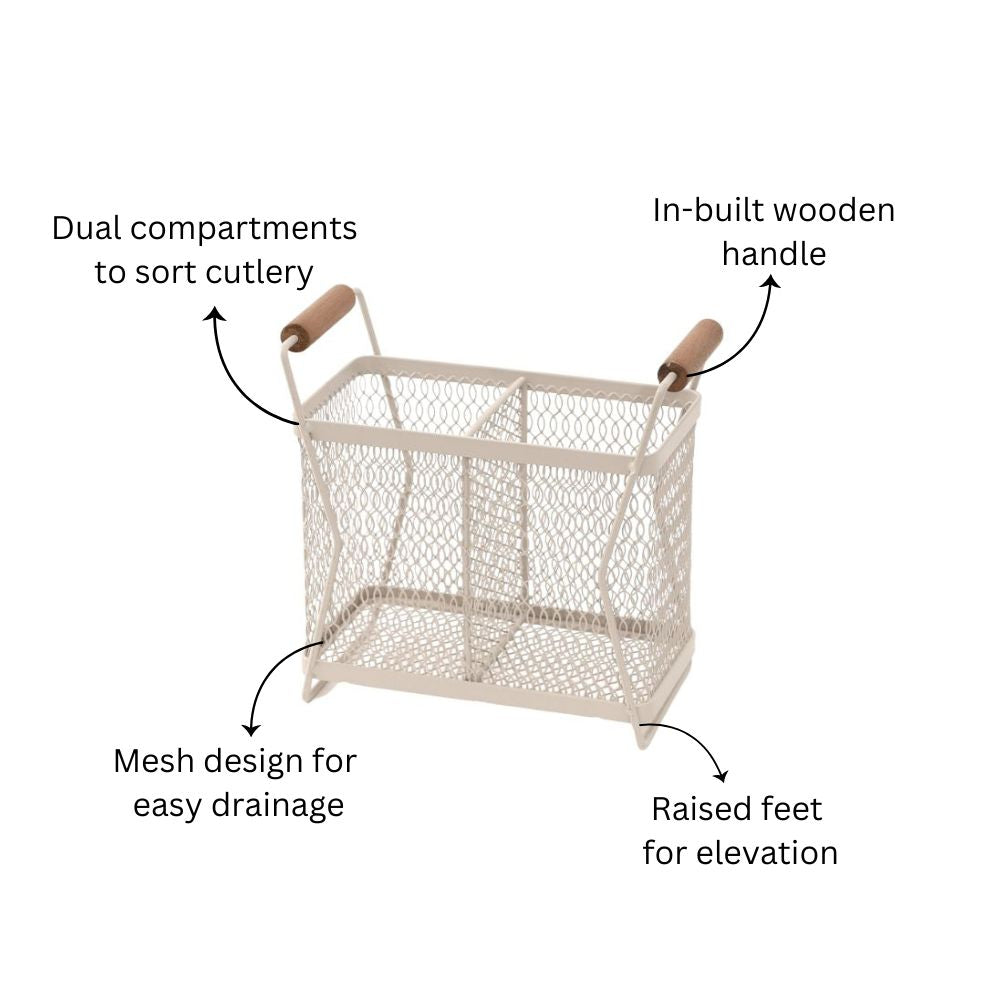 Hex Utensil Drainer and Holder - Taupe Natural