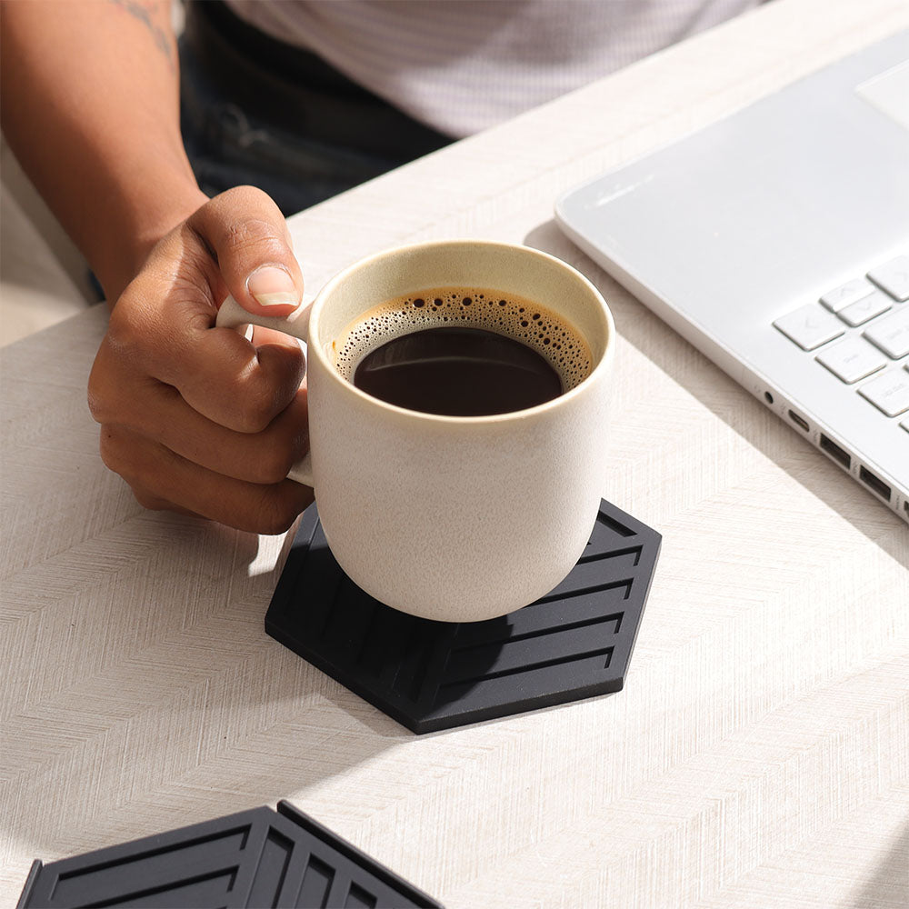 Hexagon Coasters, Set of 6 - Black