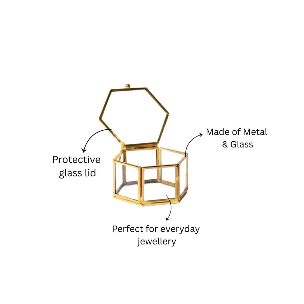 Hexagon Jewellery Box Small - Gold
