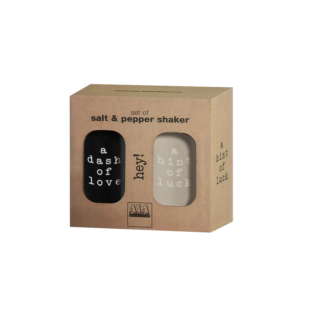Hey! Salt and Pepper Shaker Set - Black & Beige