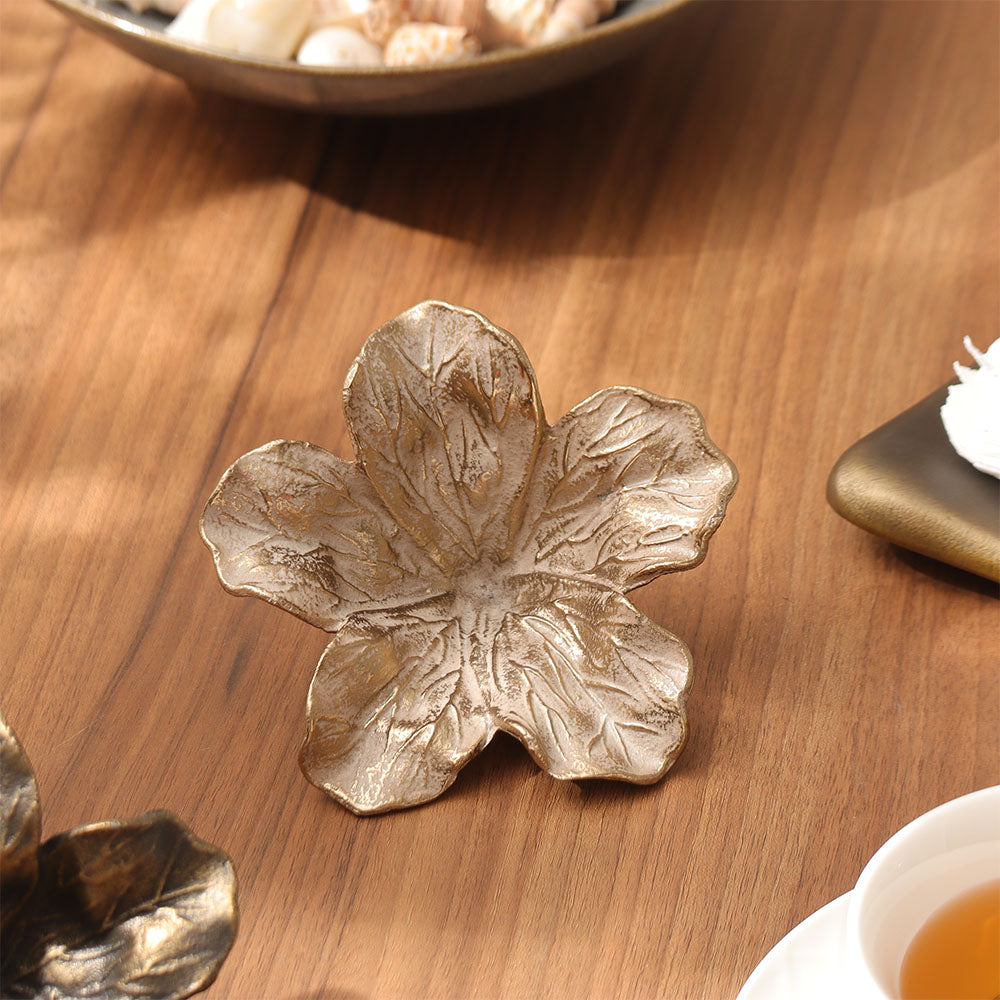 Hibiscus Metal Sculpture Small - Antique Ivory