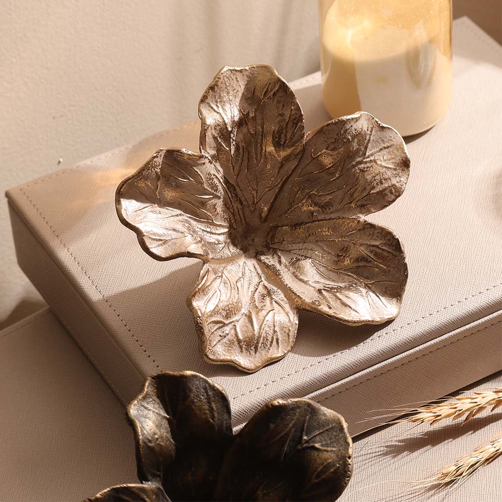 Hibiscus Metal Sculpture Small - Antique Ivory