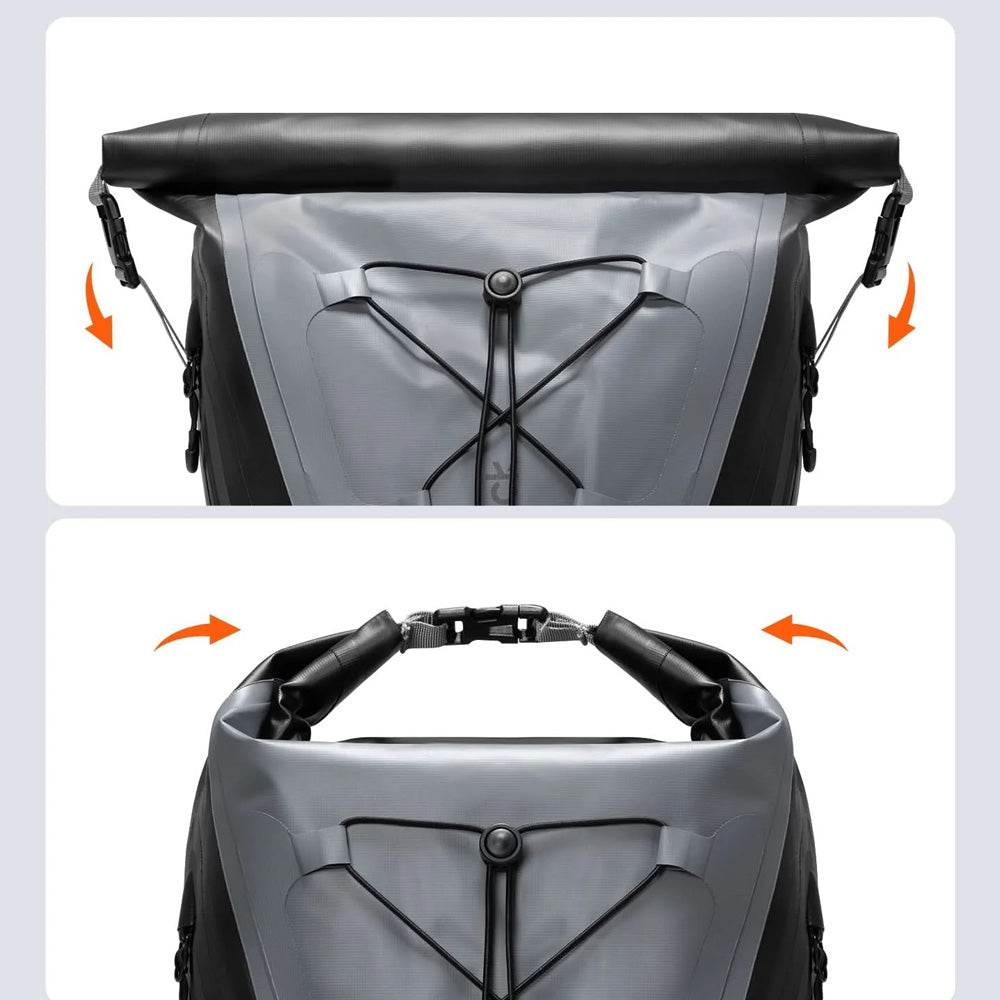 RollTop Expandable Backpack 25-30L - Grey Black
