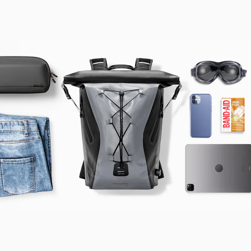 RollTop Expandable Backpack 25-30L - Grey Black