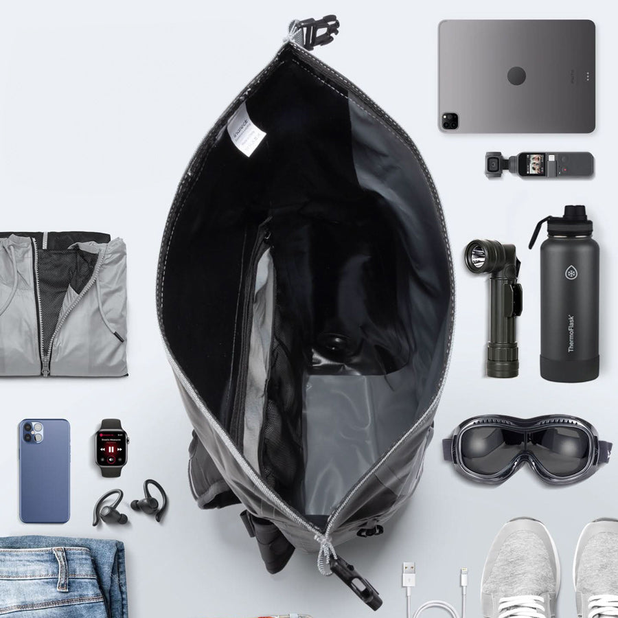 RollTop Expandable Backpack 25-30L - Grey Black