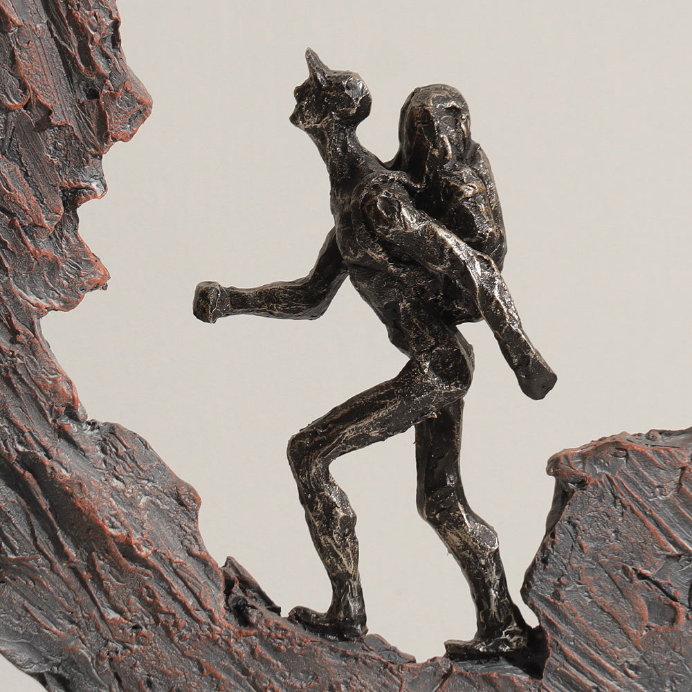 Hiking The World Sculpture - Metallic Monochrome