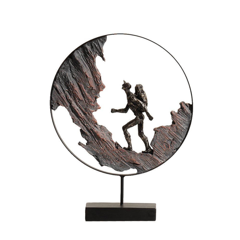 Hiking The World Sculpture - Metallic Monochrome