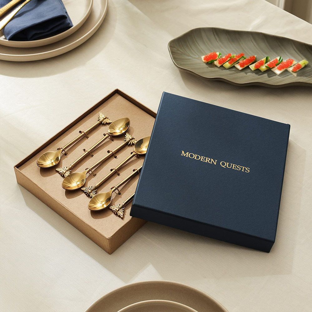 Hive Dessert Spoons, Set of 6 - Gold