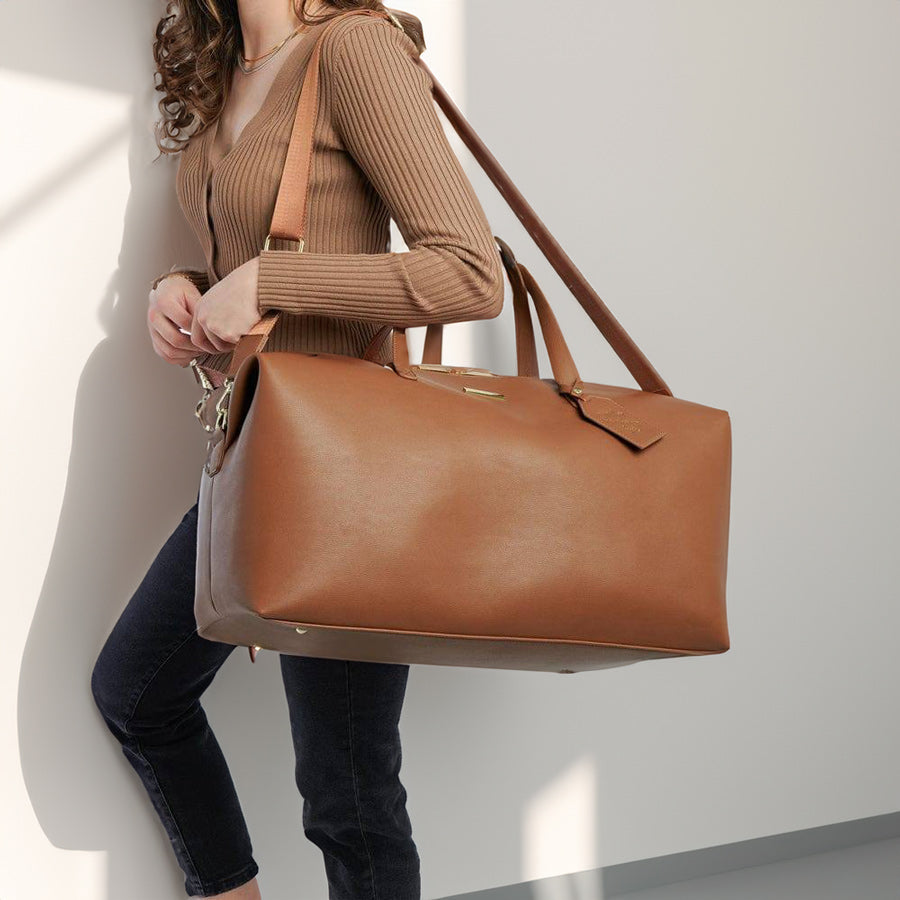 Holdall Weekend Duffel Bag Large - Cognac