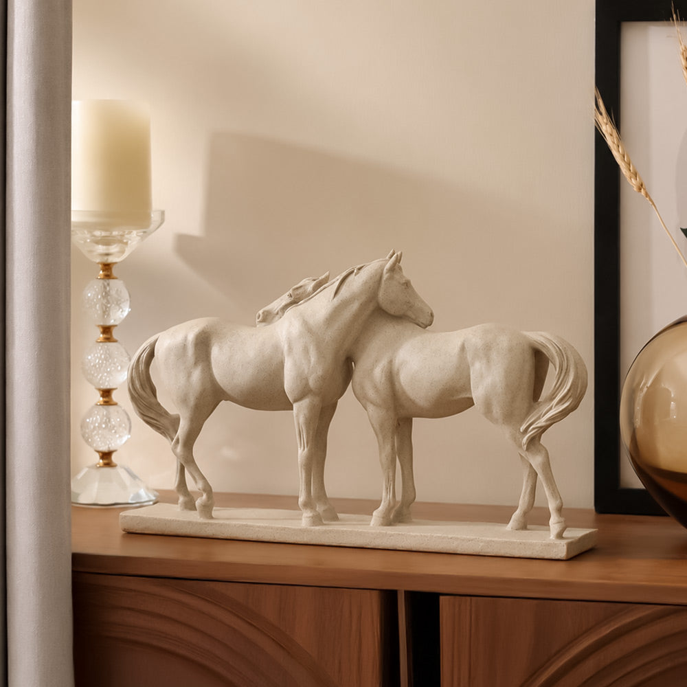 Horse and Mare Sculpture Medium - Speckled Beige