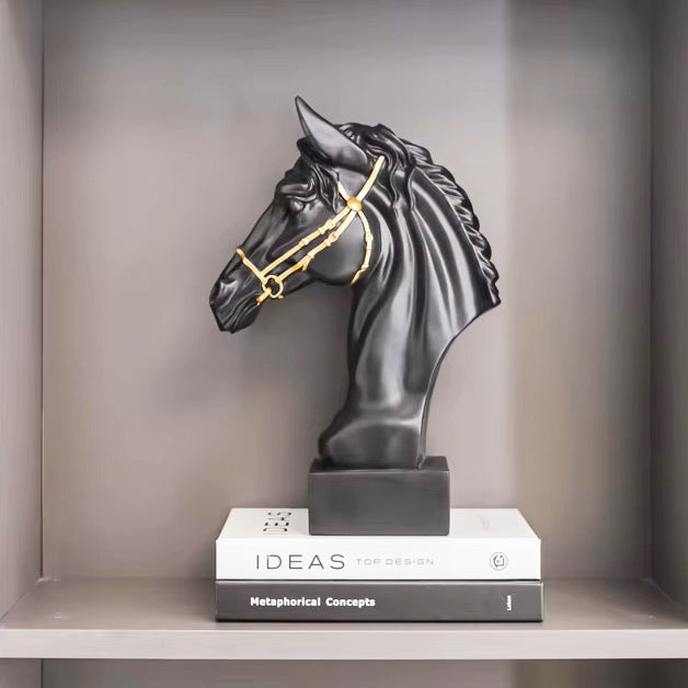 Horse Head Sculpture Medium - Black