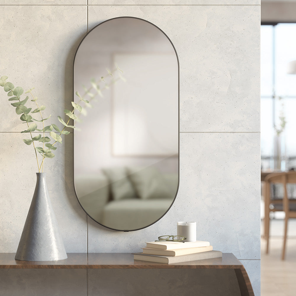 Hubba Pill Mirror 90 cm - Metallic Titanium
