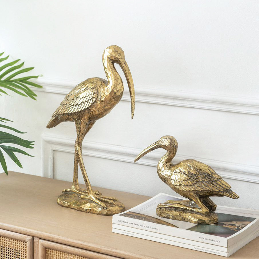 Hunting Crane Sculpture Large - Gold