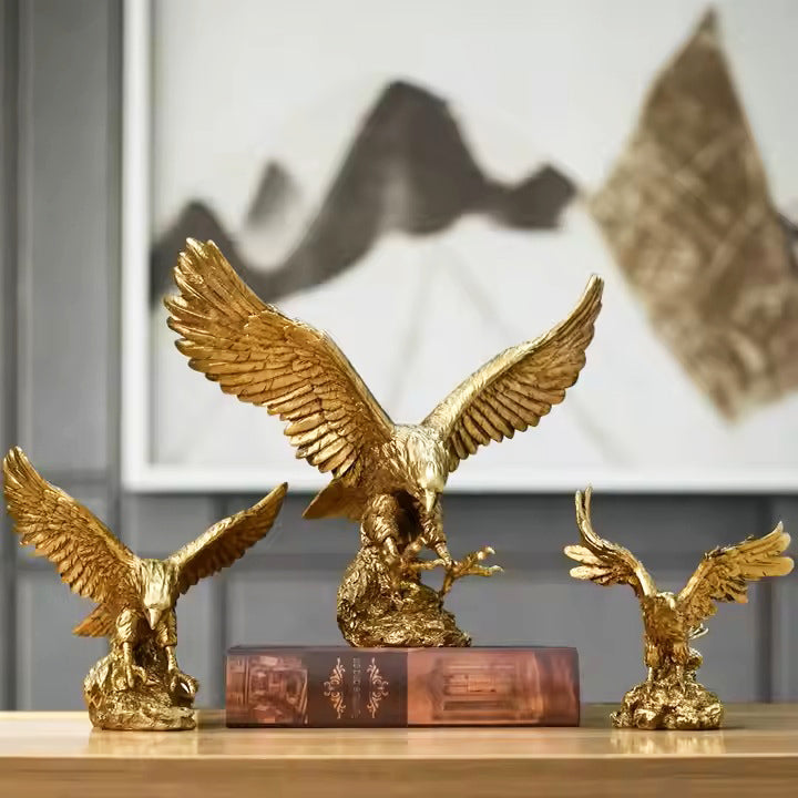 Hunting Eagle Sculpture Medium - Gold