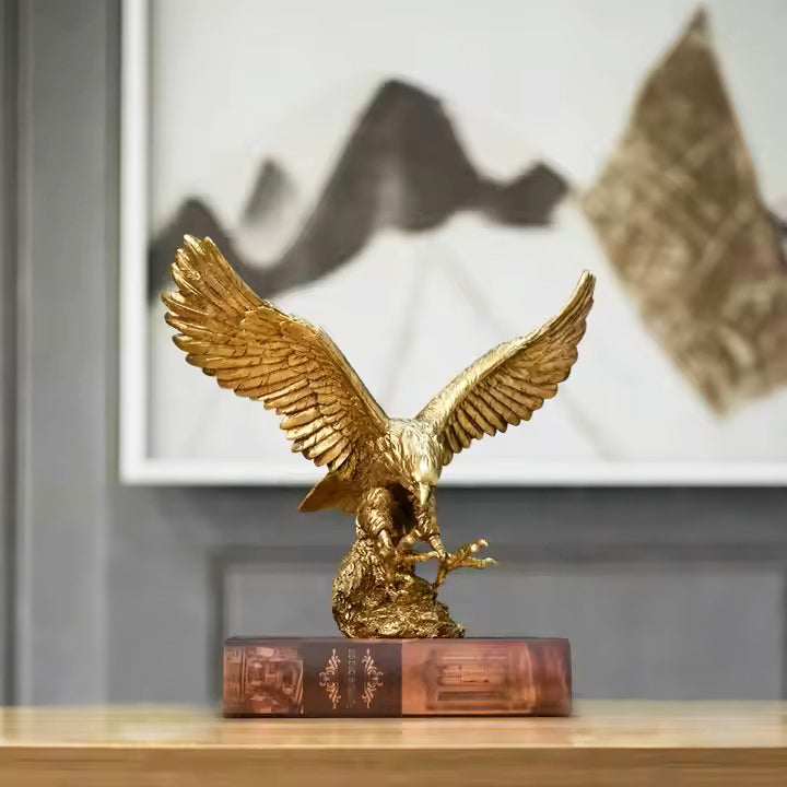 Hunting Eagle Sculpture Medium - Gold