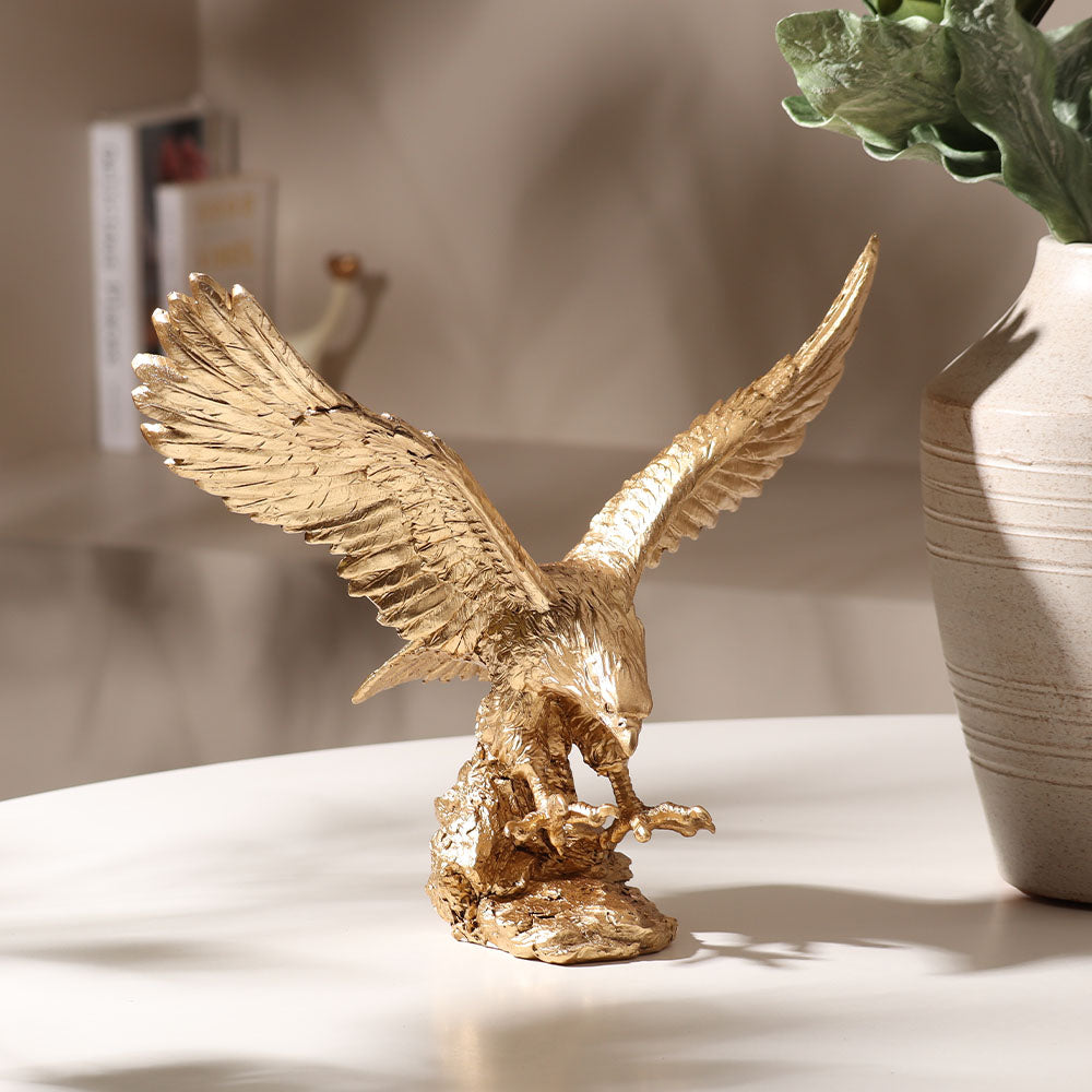 Hunting Eagle Sculpture Medium - Gold