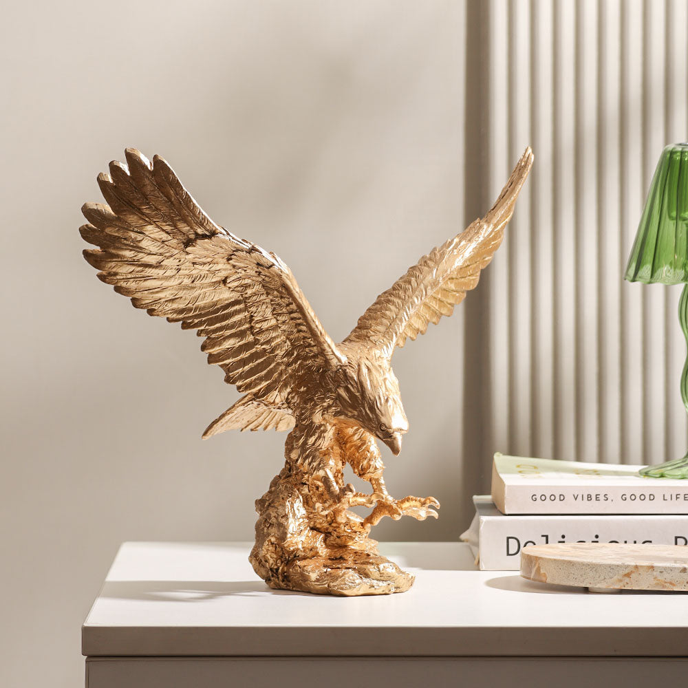 Hunting Eagle Sculpture Medium - Gold