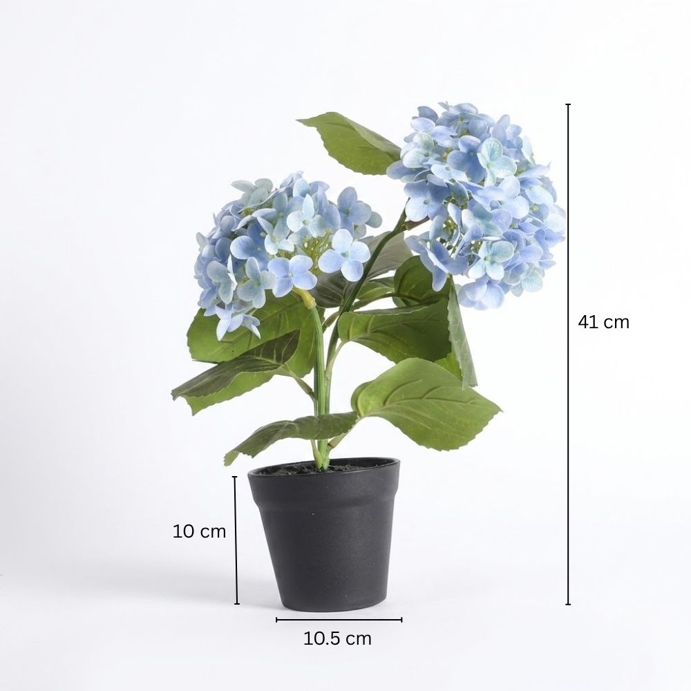 Hydrangea Artificial Potted Plant Small - Blue
