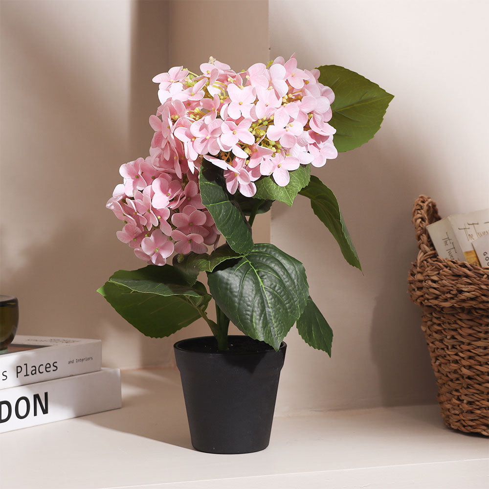 Hydrangea Artificial Potted Plant Small - Pink