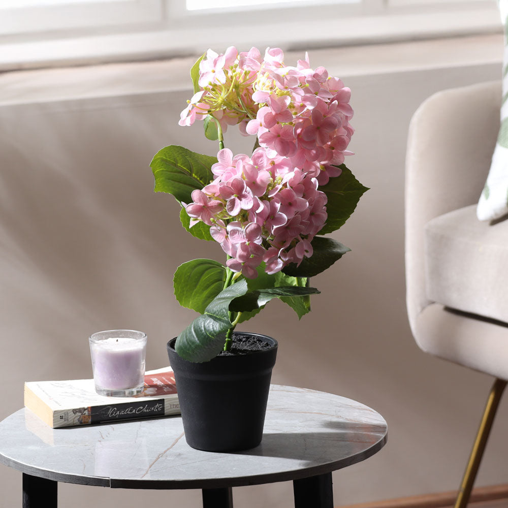 Hydrangea Artificial Potted Plant Small - Pink
