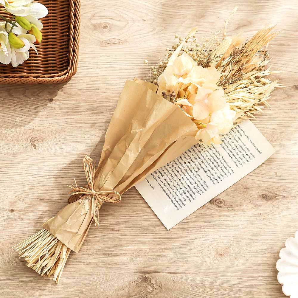 Hydrangea Bouquet in Parchment Medium - Ivory