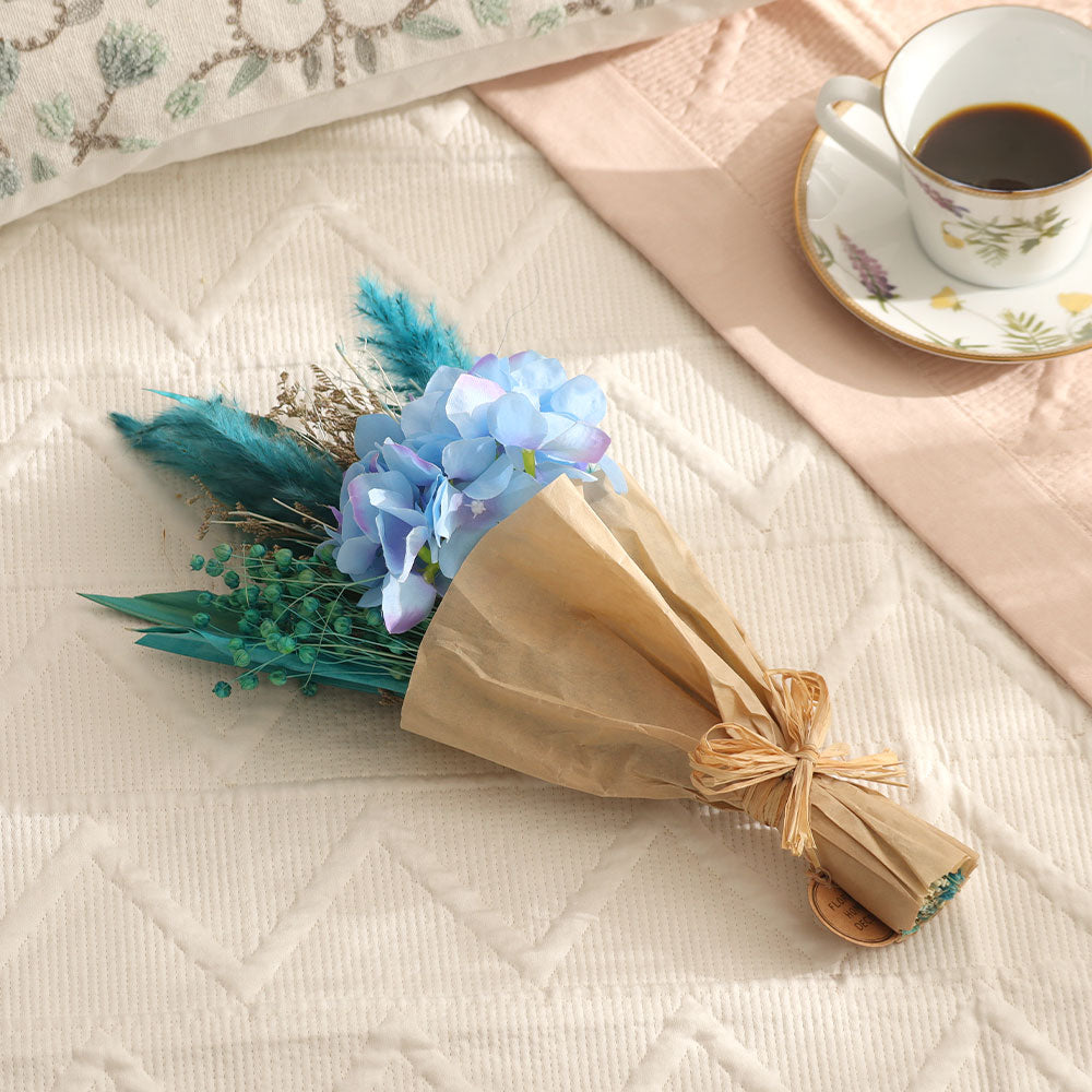 Hydrangea Bouquet in Parchment Small - Blue
