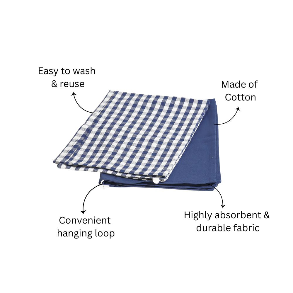 Hygge Cotton Kitchen Towels, Set of 2 - Checks & Blue