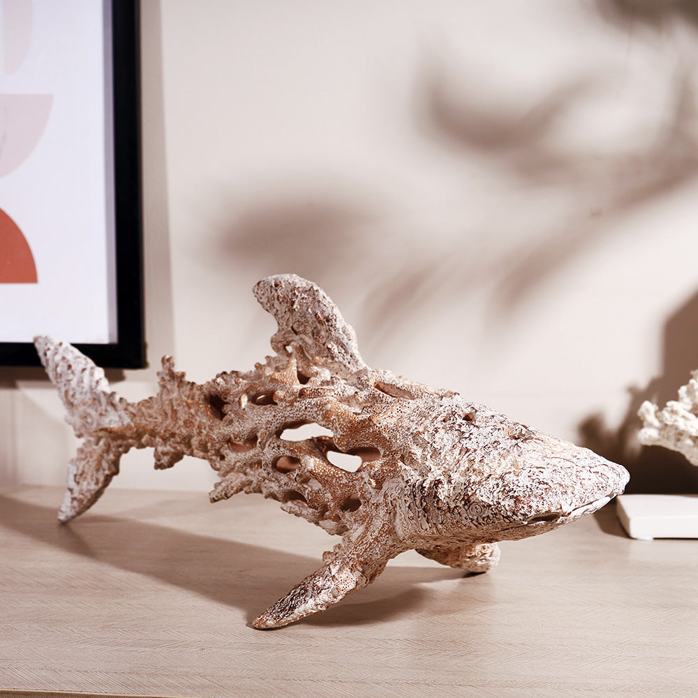 Coral Shark Sculpture Large - Vintage White