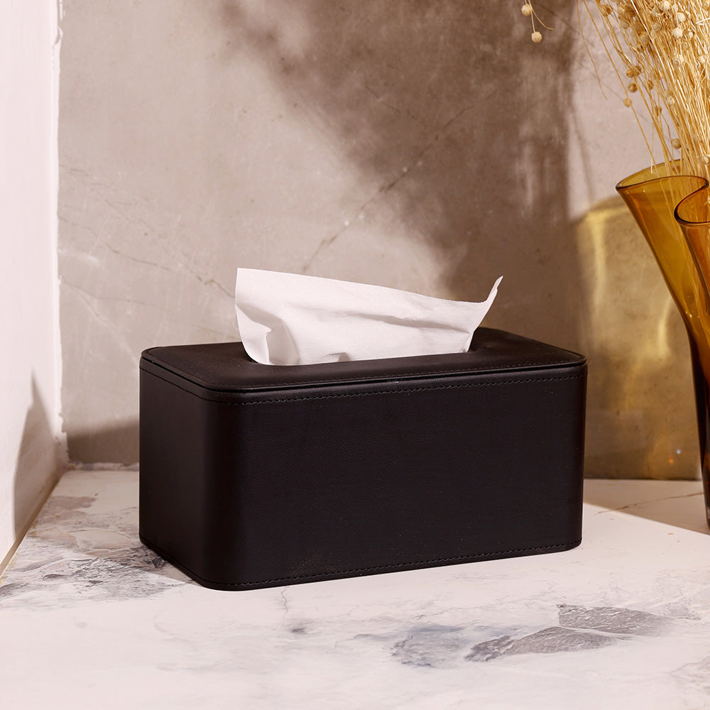Cabin High Tissue Box Holder - Black