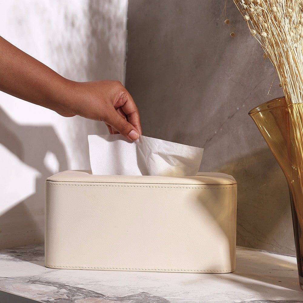 Cabin High Tissue Box Holder - Ivory