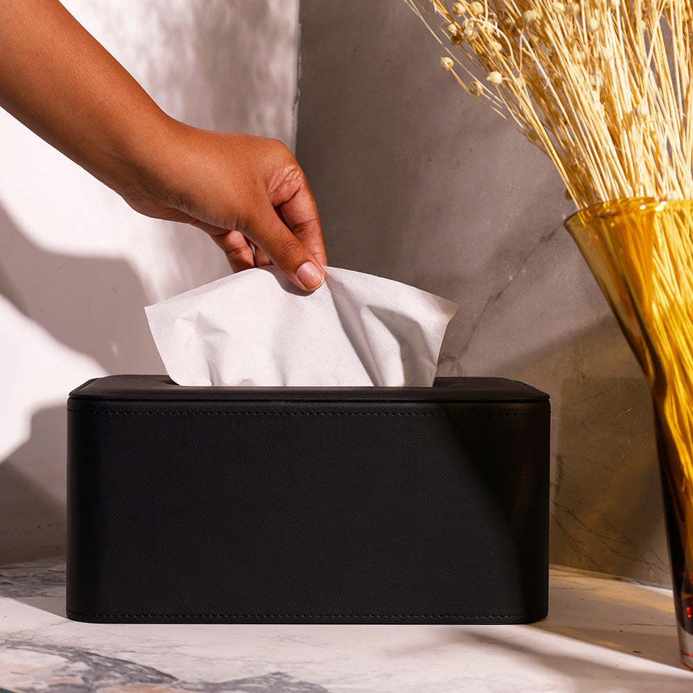 Cabin High Tissue Box Holder - Black