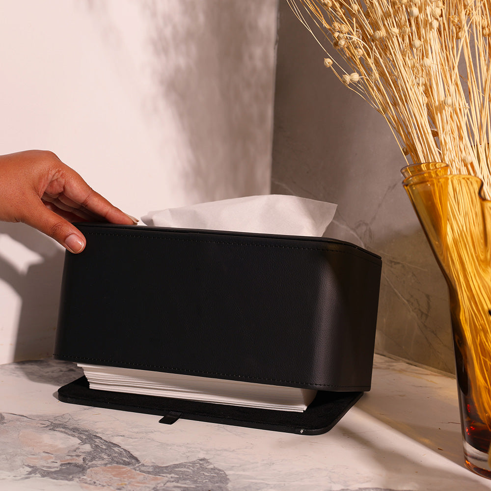 Cabin High Tissue Box Holder - Black