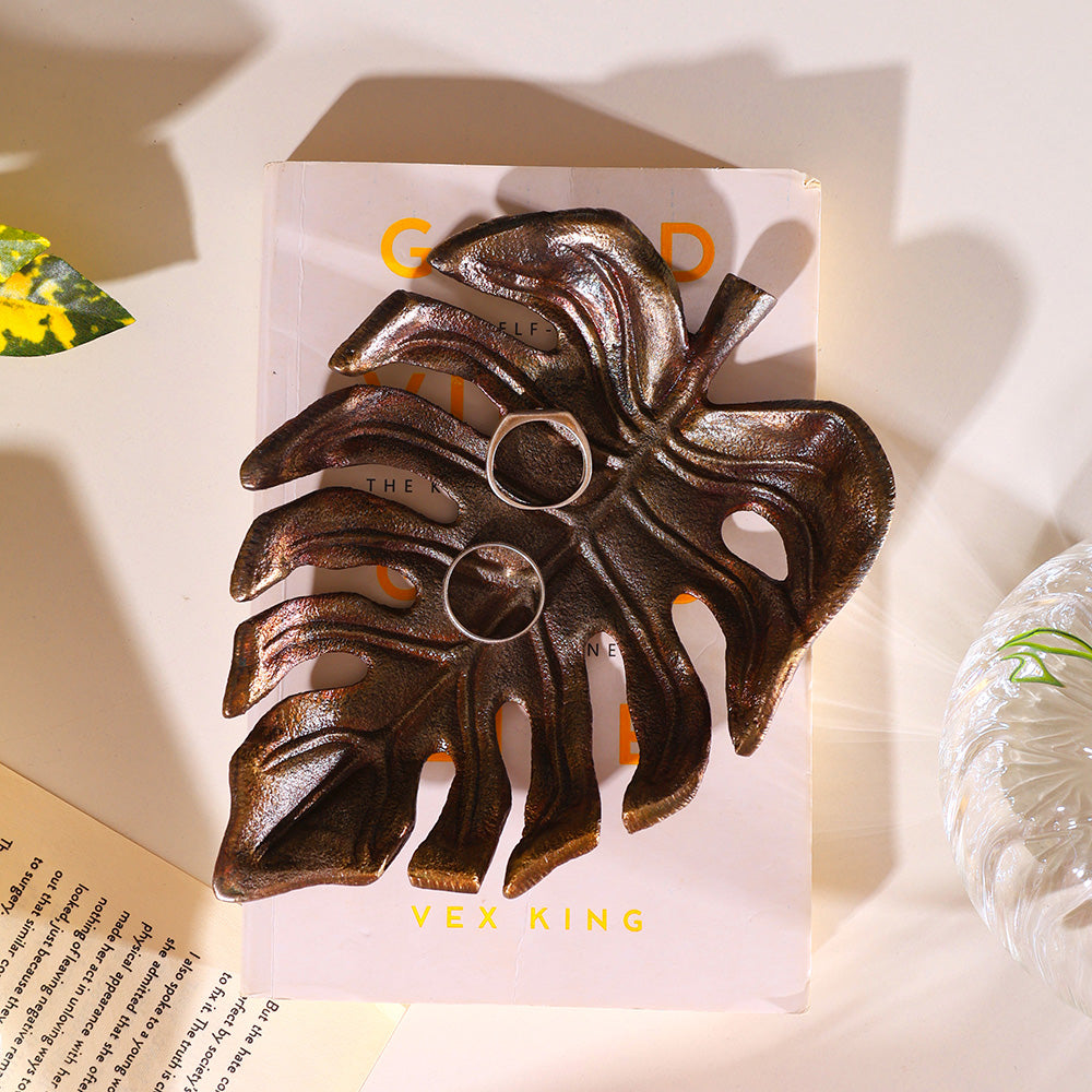 Monstera Trinket Dish - Antique Gold