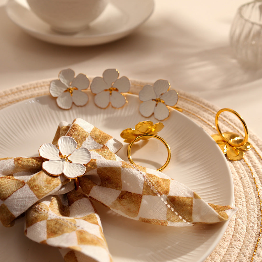 Magnolia Napkin Rings, Set of 6 - White
