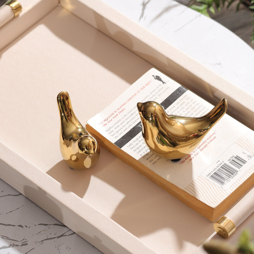 Decorative Birds Sculptures, Set of 3 - Gold