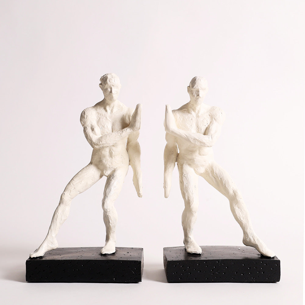 Roman Men Bookends, Set of 2 - White