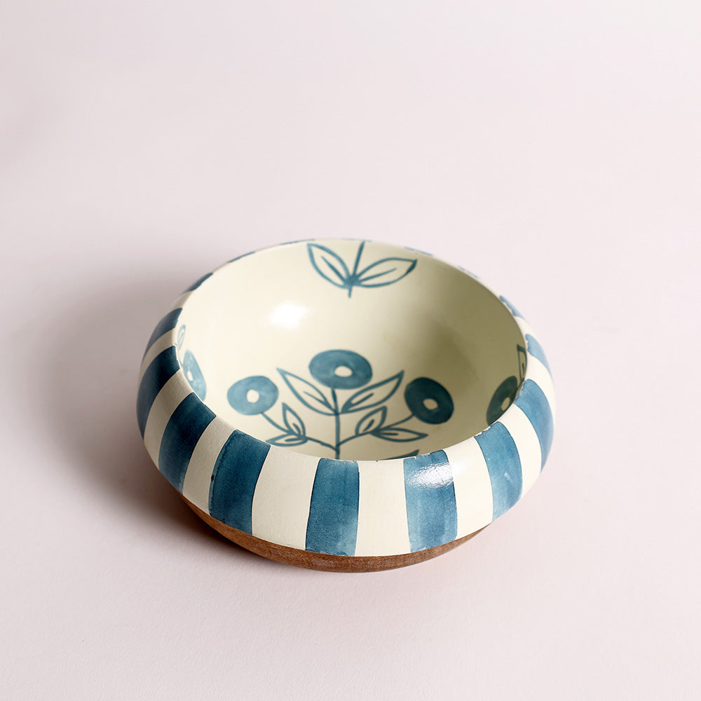 Malta Wooden Serving Bowl Medium - Teal Sage