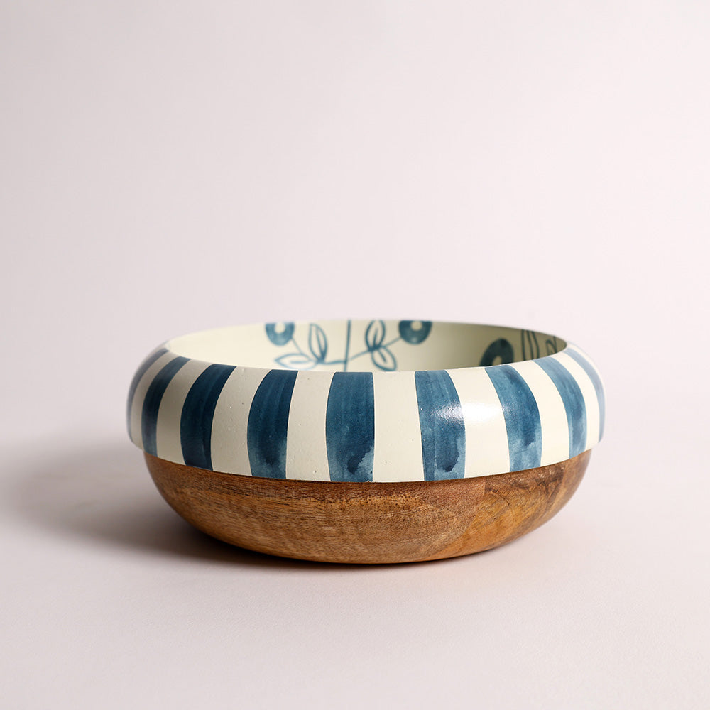 Malta Wooden Serving Bowl Small - Teal Sage