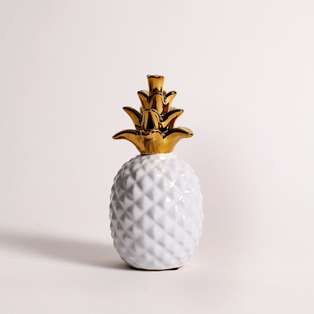 Pineapple Ceramic Sculpture Medium - White Gold