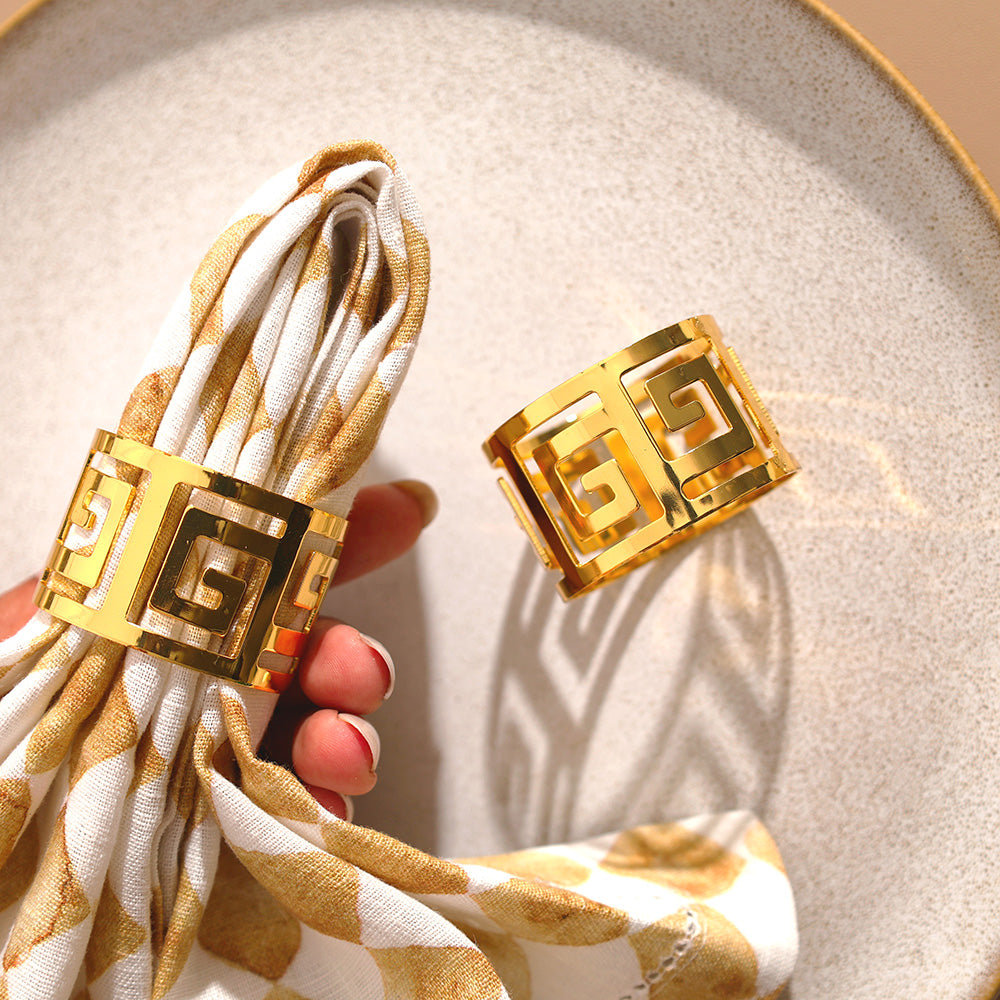 Astra Napkin Rings, Set of 6 - Gold